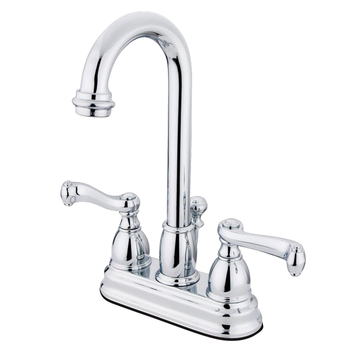 Royale KB3611FL Two-Handle 3-Hole Deck Mount 4" Centerset Bathroom Faucet with Plastic Pop-Up, Polished Chrome