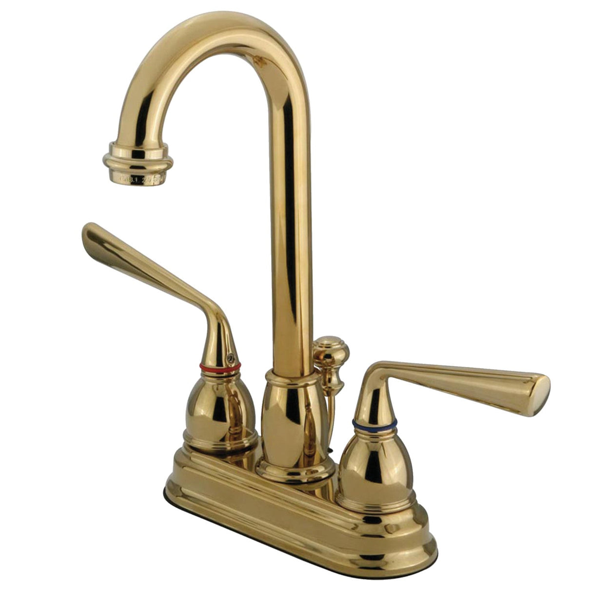 Silver Sage KB3612ZL Two-Handle 3-Hole Deck Mount 4" Centerset Bathroom Faucet with Plastic Pop-Up, Polished Brass