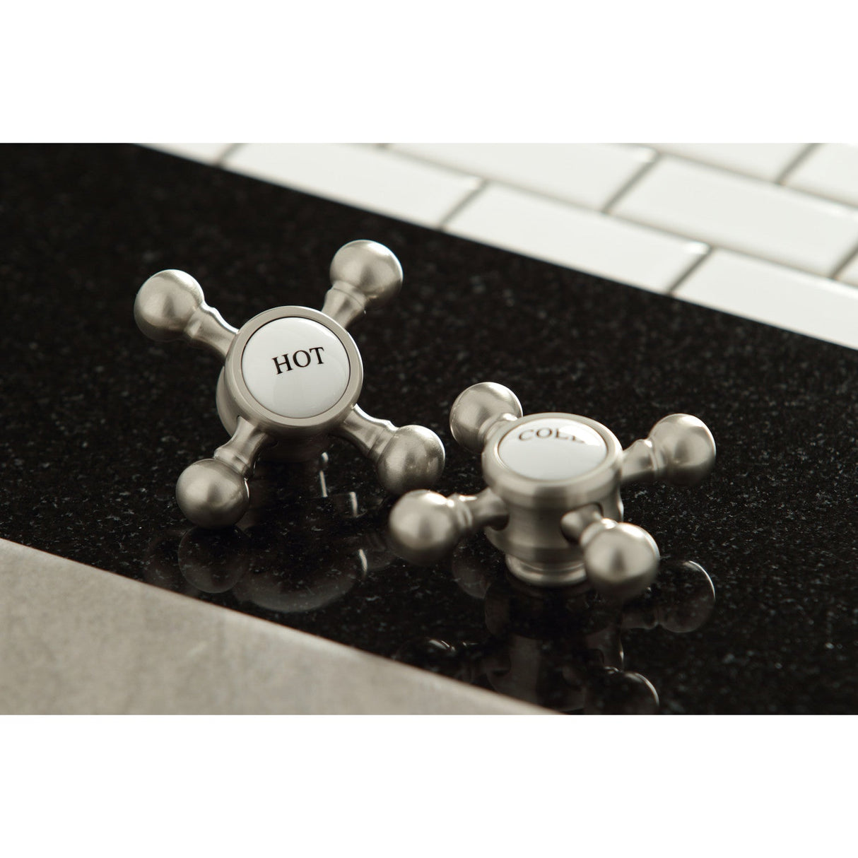 KB3618BX Two-Handle 3-Hole Deck Mount 4" Centerset Bathroom Faucet with Plastic Pop-Up, Brushed Nickel