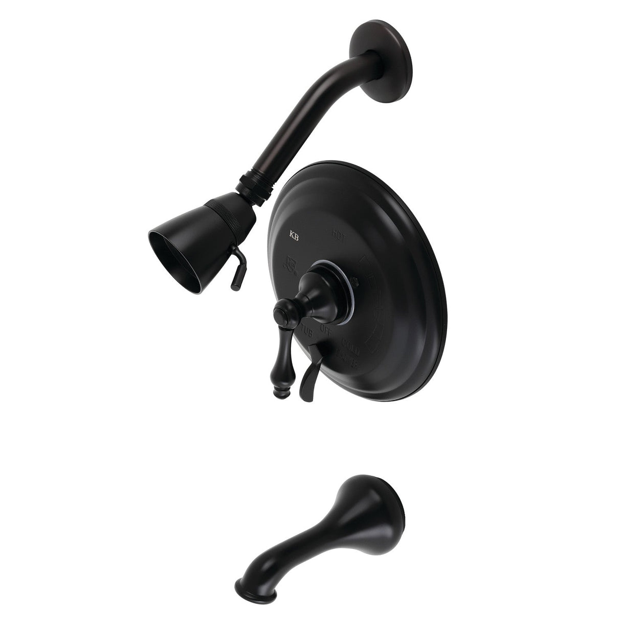Restoration KB36300AL Single-Handle 3-Hole Wall Mount Tub and Shower Faucet, Matte Black