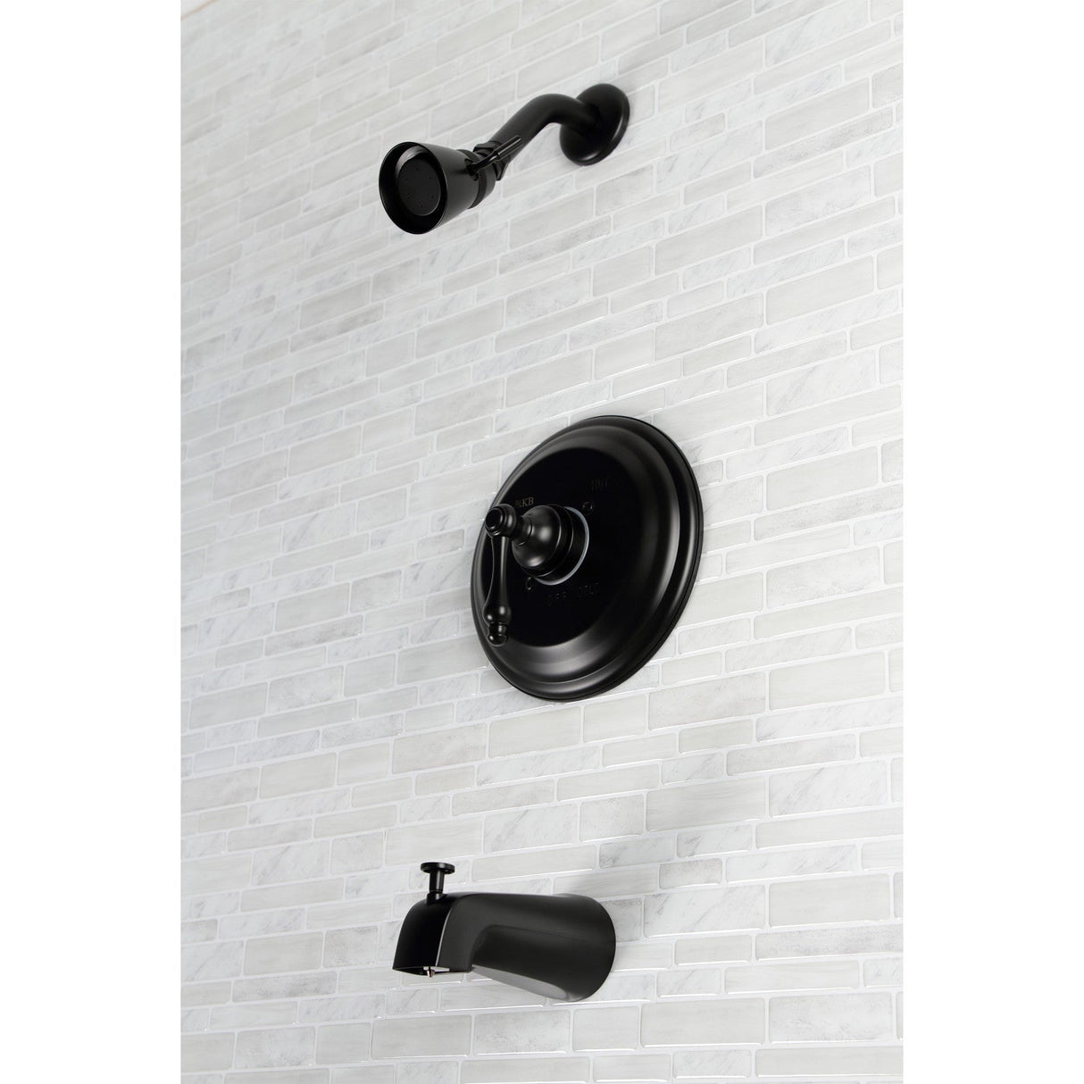 Restoration KB3630AL Single-Handle 3-Hole Wall Mount Tub and Shower Faucet, Matte Black