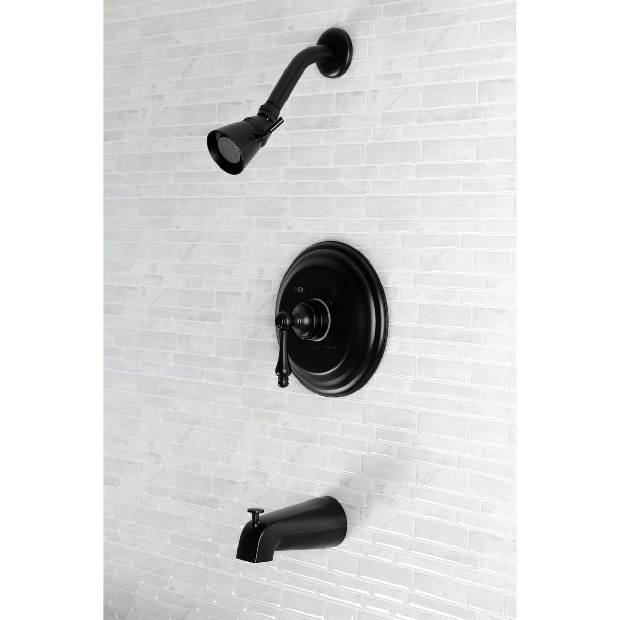 Restoration KB3630AL Single-Handle 3-Hole Wall Mount Tub and Shower Faucet, Matte Black