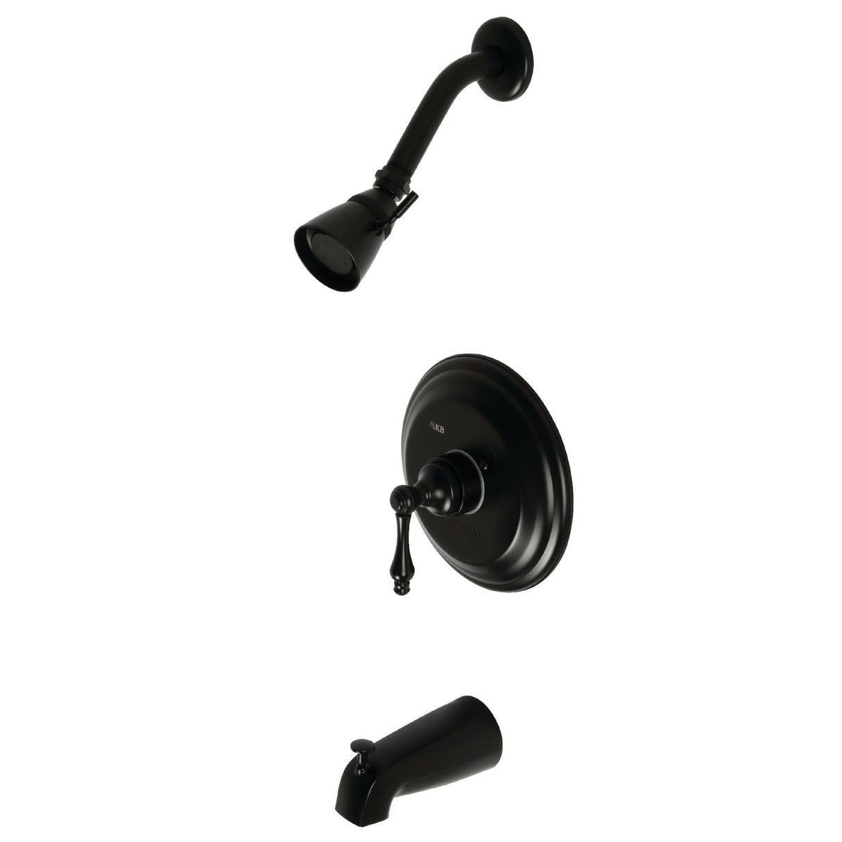 Restoration KB3630AL Single-Handle 3-Hole Wall Mount Tub and Shower Faucet, Matte Black