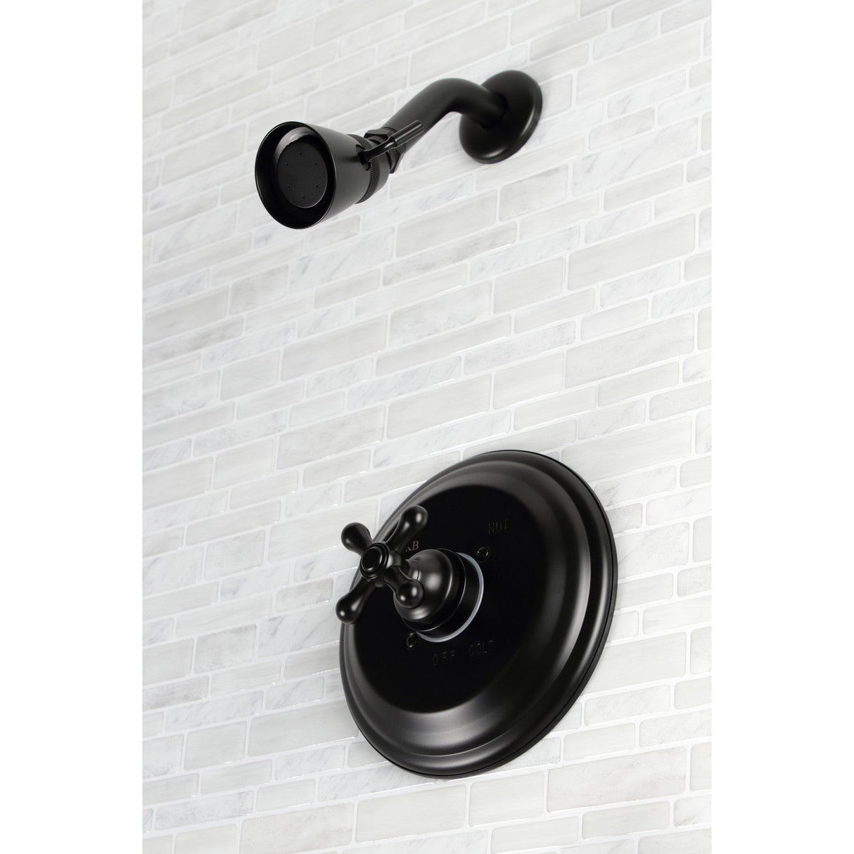 Restoration KB3630AXSO Single-Handle 2-Hole Wall Mount Shower Faucet, Matte Black