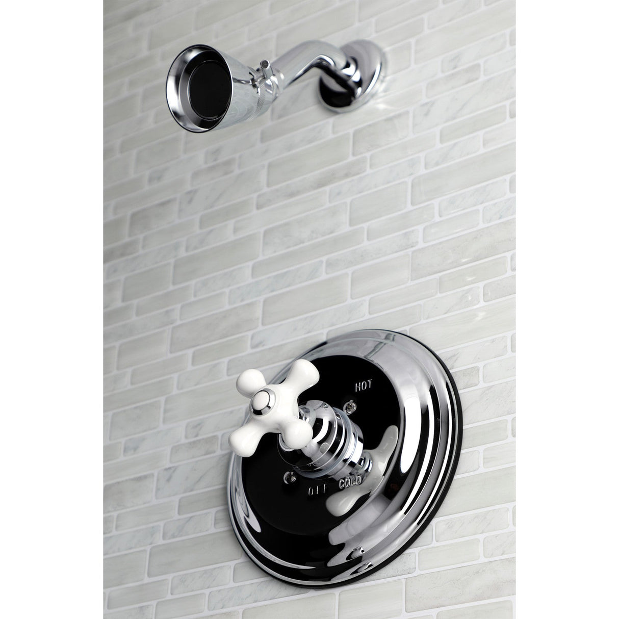 Restoration KB3631PXSO Single-Handle 2-Hole Wall Mount Shower Faucet, Polished Chrome