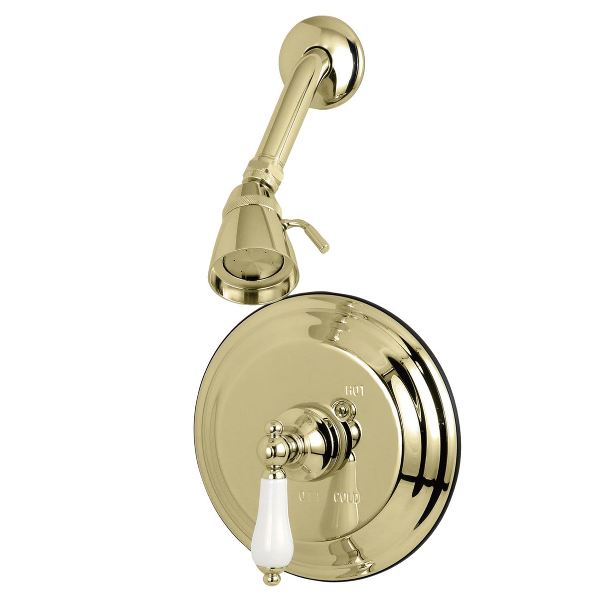 Restoration KB3632PLSO Single-Handle 2-Hole Wall Mount Shower Faucet, Polished Brass