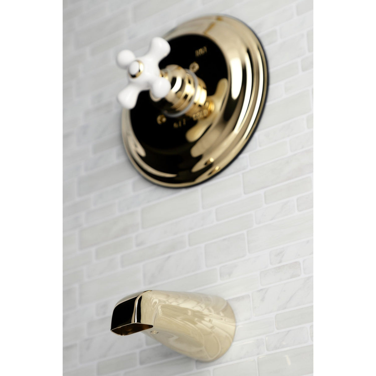 Vintage KB3632PXTO Single-Handle 2-Hole Wall Mount Tub and Shower Faucet Tub Only, Polished Brass