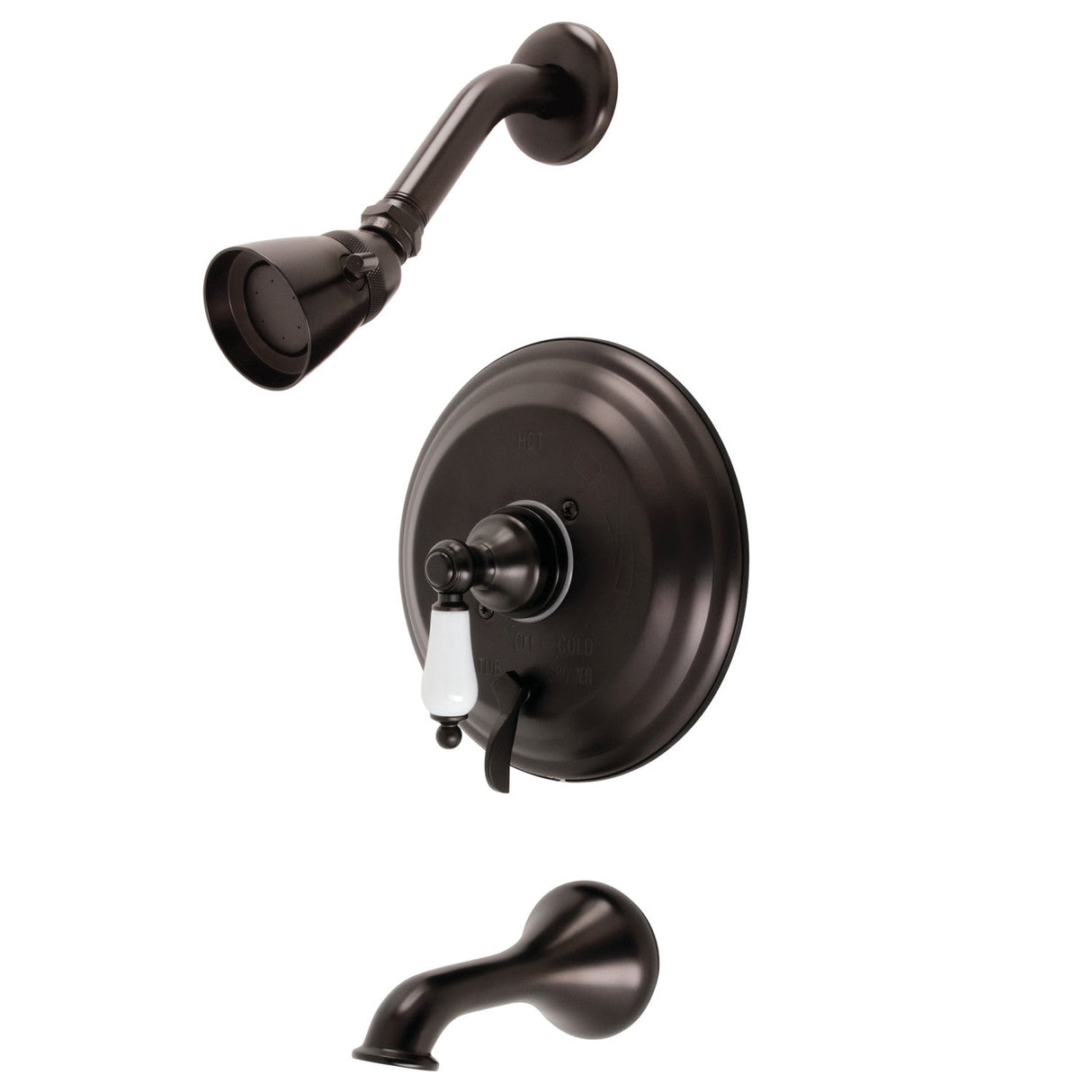 Restoration KB36350PL Single-Handle 3-Hole Wall Mount Tub and Shower Faucet, Oil Rubbed Bronze