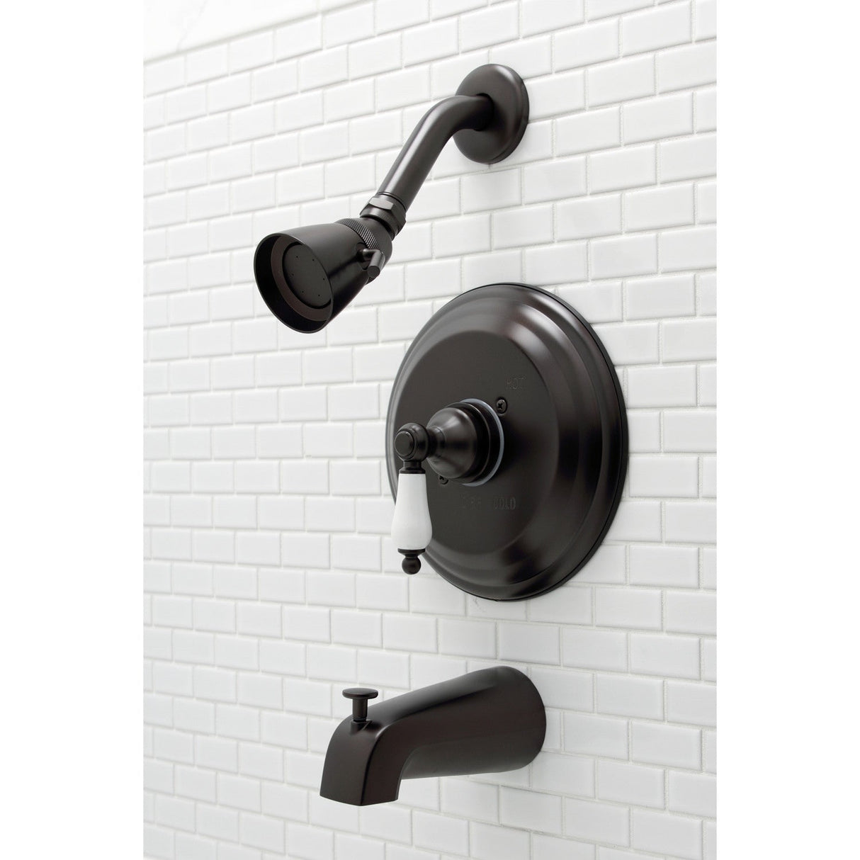 Restoration KB3635PL Single-Handle 3-Hole Wall Mount Tub and Shower Faucet, Oil Rubbed Bronze
