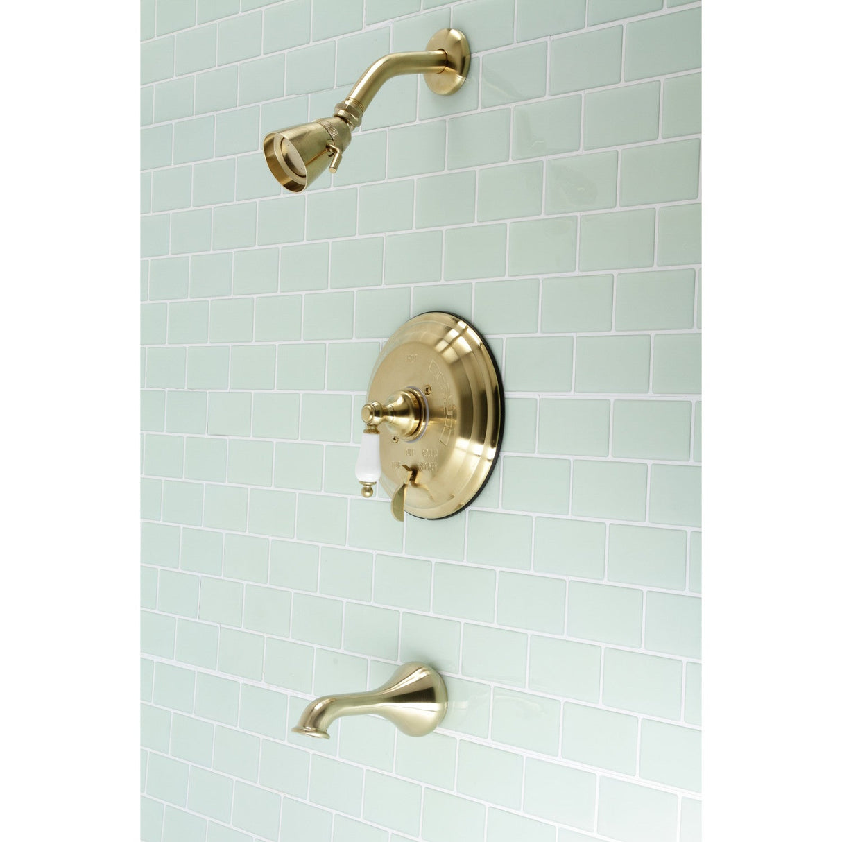 Restoration KB36370PL Single-Handle 3-Hole Wall Mount Tub and Shower Faucet, Brushed Brass