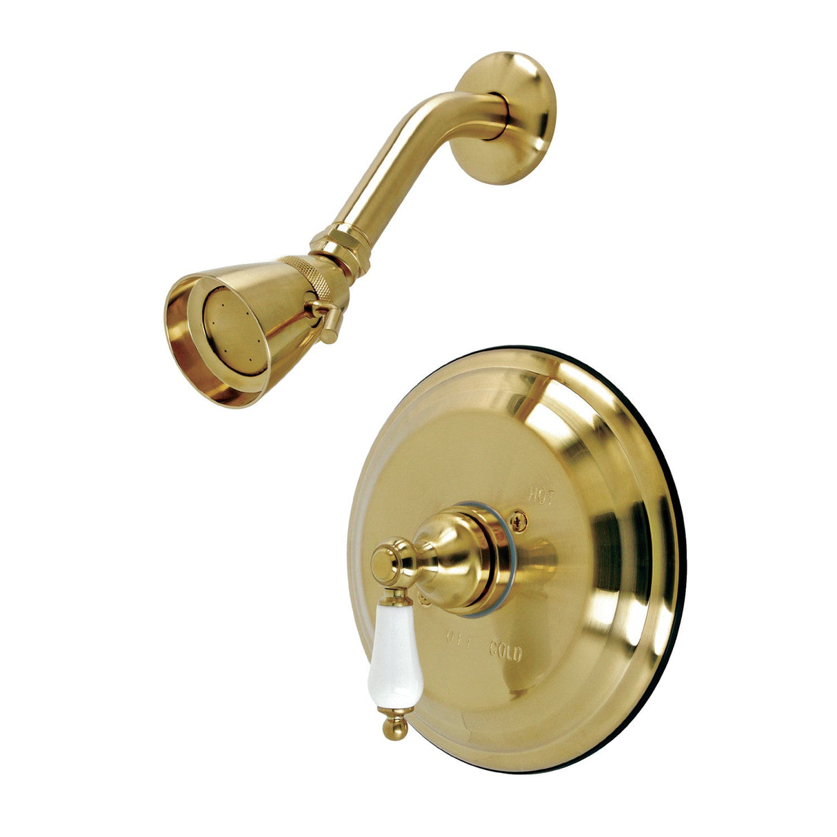 Restoration KB3637PLSO Single-Handle 2-Hole Wall Mount Shower Faucet, Brushed Brass