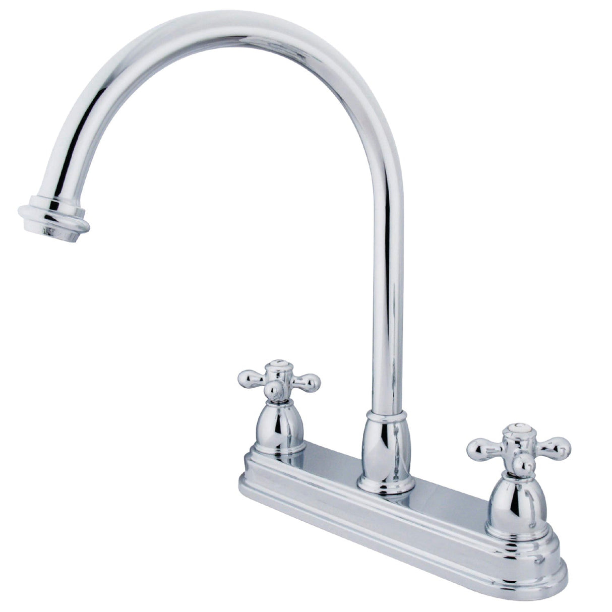Restoration KB3741AX Two-Handle 3-Hole Deck Mount 8" Centerset Kitchen Faucet, Polished Chrome