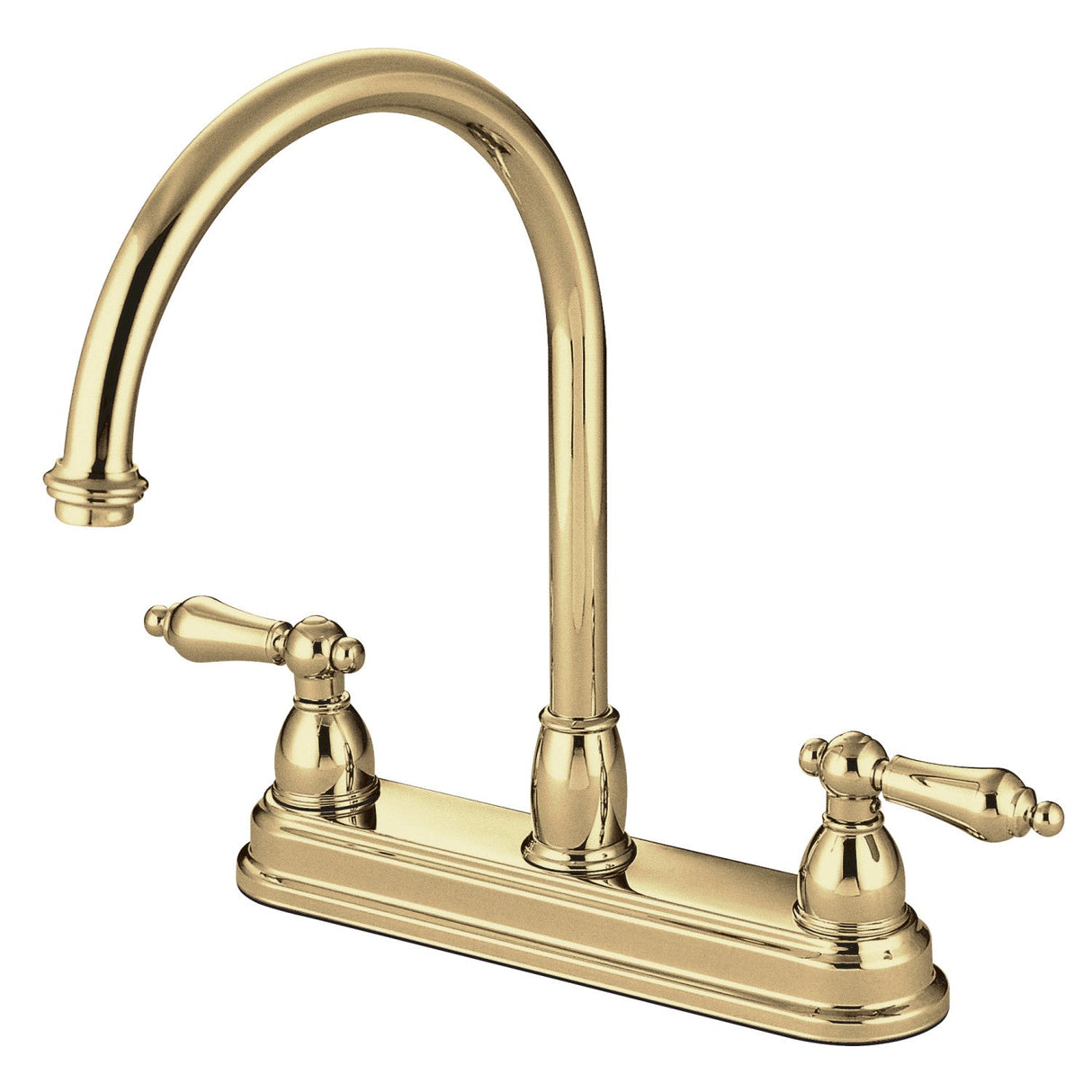 Restoration KB3742AL Two-Handle 3-Hole Deck Mount 8" Centerset Kitchen Faucet, Polished Brass