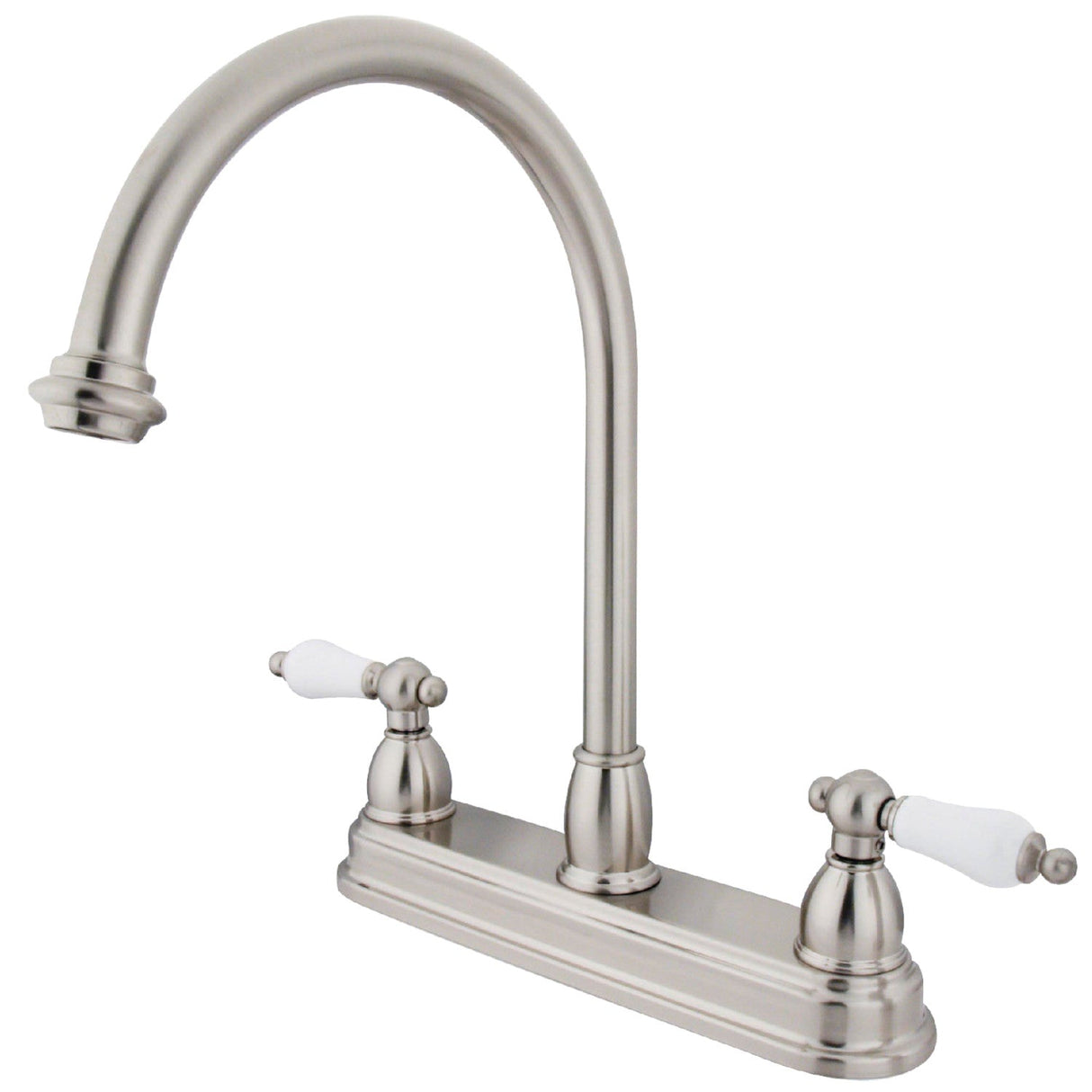 Restoration KB3748PL Two-Handle 3-Hole Deck Mount 8" Centerset Kitchen Faucet, Brushed Nickel