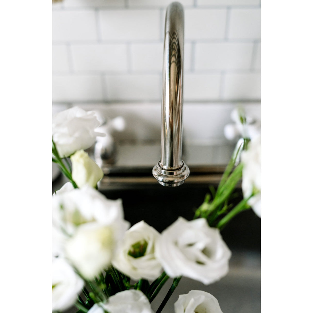 Restoration KB3748PX Two-Handle 3-Hole Deck Mount 8" Centerset Kitchen Faucet, Brushed Nickel