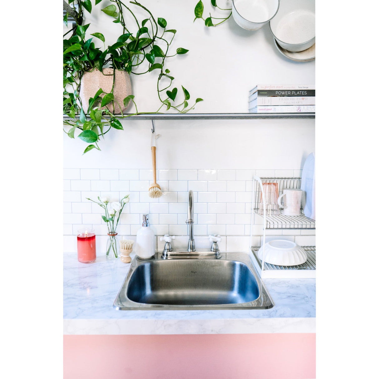 Restoration KB3748PX Two-Handle 3-Hole Deck Mount 8" Centerset Kitchen Faucet, Brushed Nickel