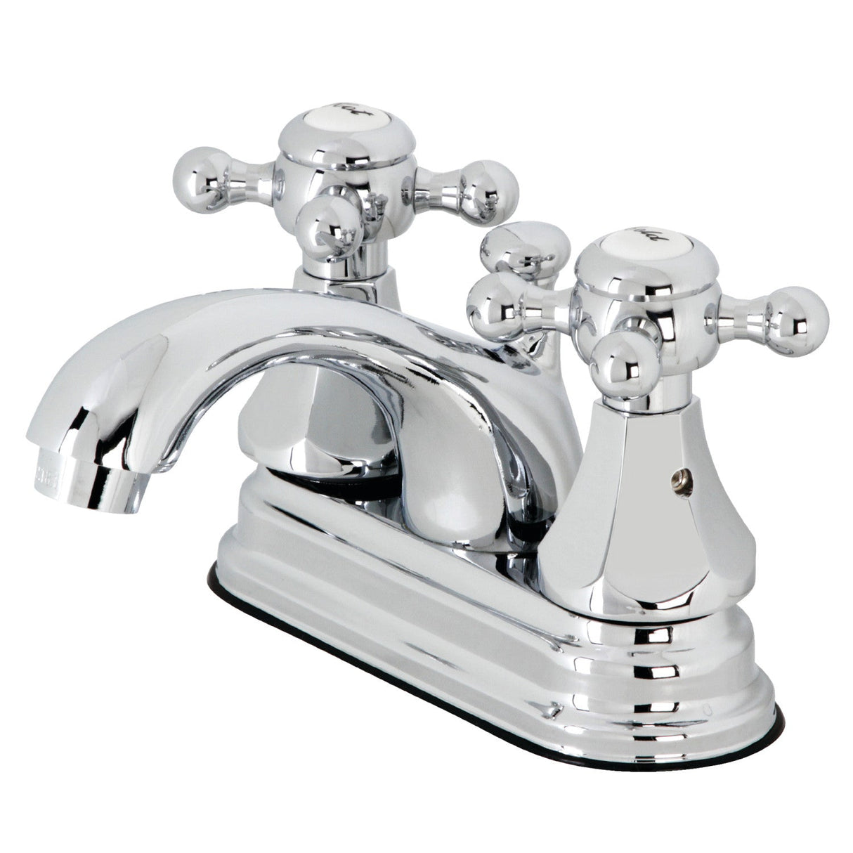Metropolitan KB4601BX Two-Handle 3-Hole Deck Mount 4" Centerset Bathroom Faucet with Plastic Pop-Up, Polished Chrome