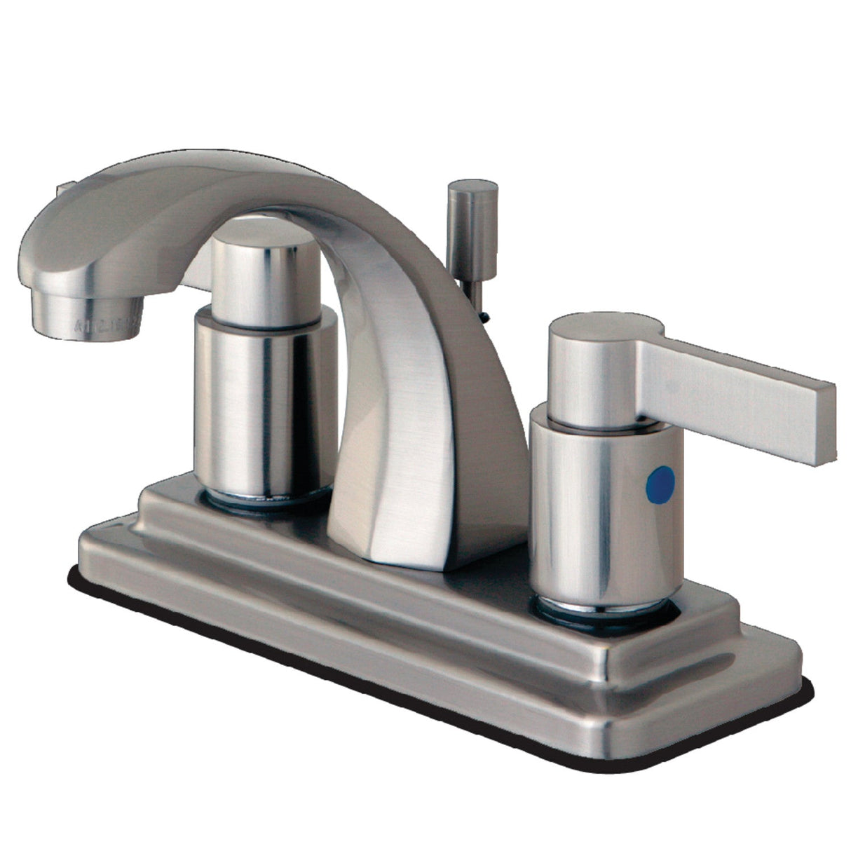 NuvoFusion KB4648NDL Two-Handle 3-Hole Deck Mount 4" Centerset Bathroom Faucet with Plastic Pop-Up, Brushed Nickel