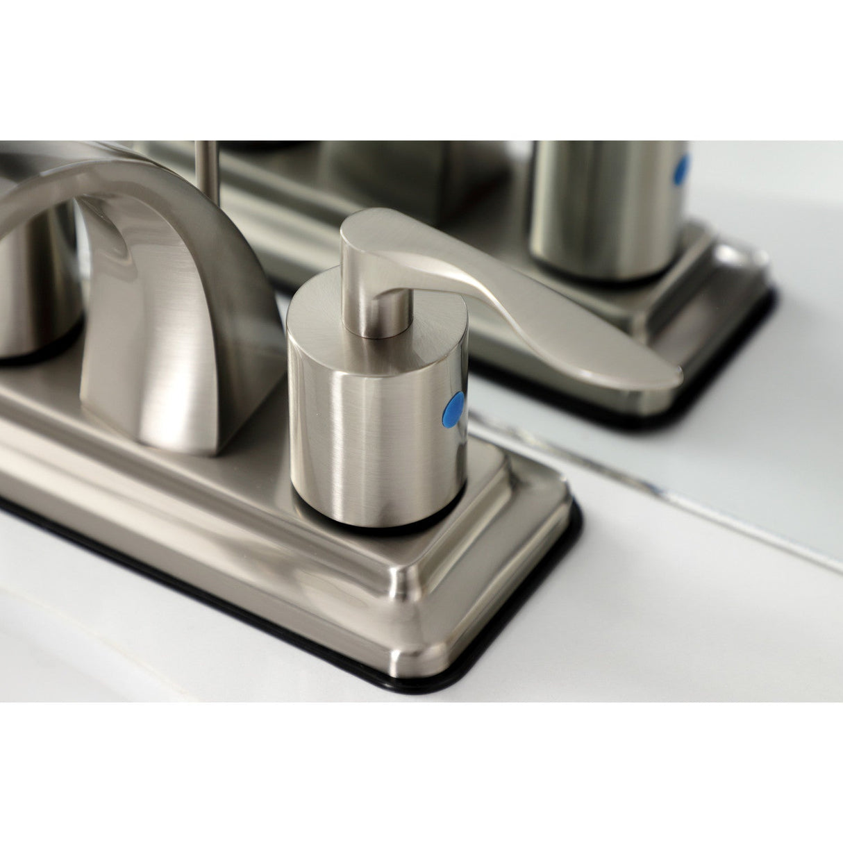 Serena KB4648SVL Two-Handle 3-Hole Deck Mount 4" Centerset Bathroom Faucet with Retail Pop-Up, Brushed Nickel