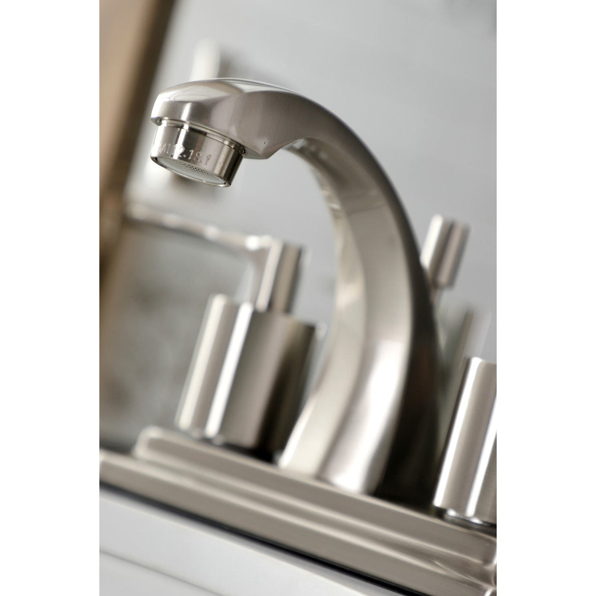 Serena KB4648SVL Two-Handle 3-Hole Deck Mount 4" Centerset Bathroom Faucet with Retail Pop-Up, Brushed Nickel