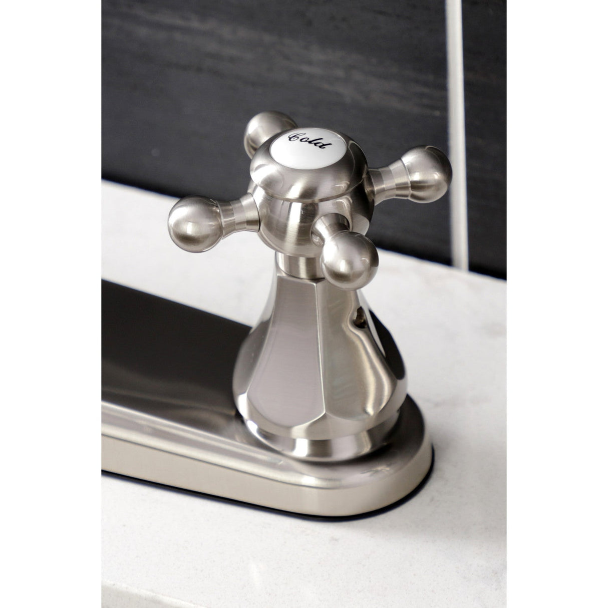 Metropolitan KB4728BXSP Two-Handle 4-Hole Deck Mount 8" Centerset Kitchen Faucet with Side Sprayer, Brushed Nickel