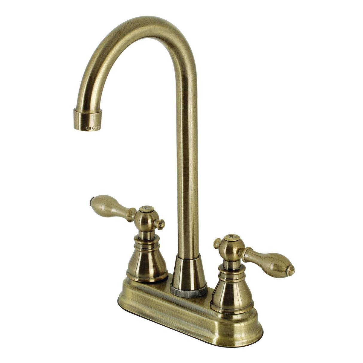 American Classic KB493ACL Two-Handle 2-Hole Deck Mount Bar Faucet, Antique Brass