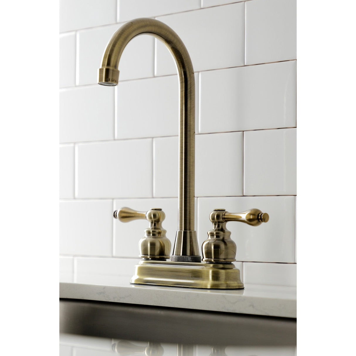 Victorian KB493AL Two-Handle 2-Hole Deck Mount Bar Faucet, Antique Brass