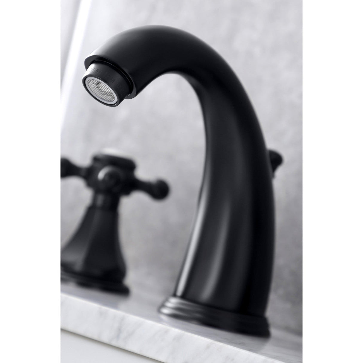 Metropolitan KB4980BX Two-Handle 3-Hole Deck Mount Widespread Bathroom Faucet with Plastic Pop-Up, Matte Black