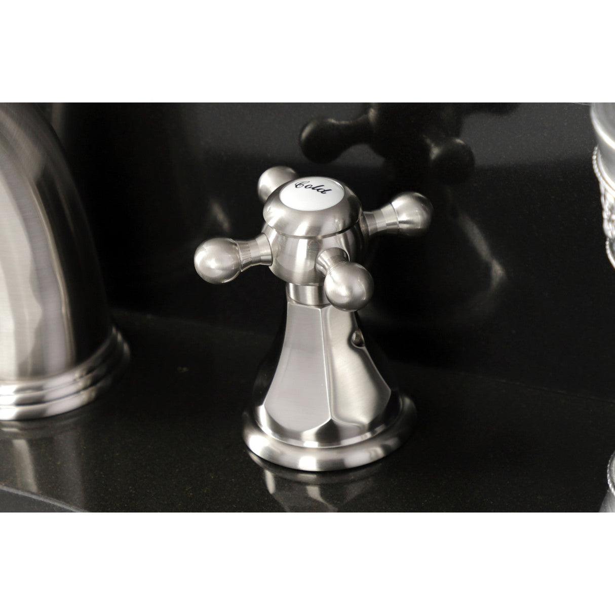 Metropolitan KB4988BX Two-Handle 3-Hole Deck Mount Widespread Bathroom Faucet with Plastic Pop-Up, Brushed Nickel
