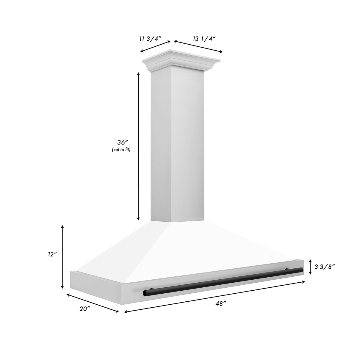 ZLINE Autograph Edition 48 in. Stainless Steel Range Hood with White Matte Shell and Accents (KB4STZ-WM48)