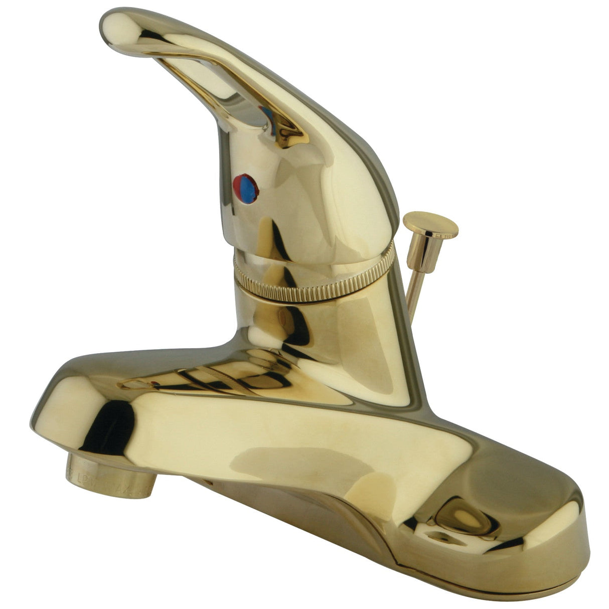 Wyndham KB512 Single-Handle 3-Hole Deck Mount 4" Centerset Bathroom Faucet with Plastic Pop-Up, Polished Brass