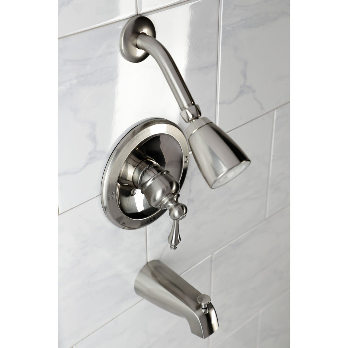 KB538AL Single-Handle 3-Hole Wall Mount Tub and Shower Faucet, Brushed Nickel