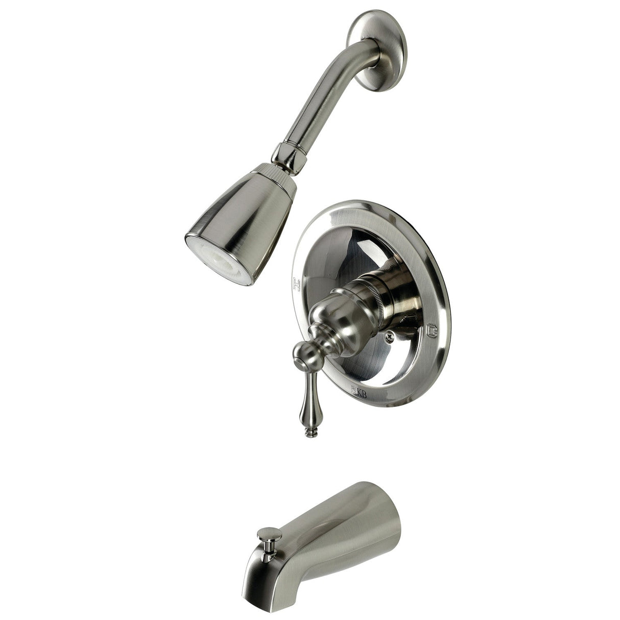 KB538AL Single-Handle 3-Hole Wall Mount Tub and Shower Faucet, Brushed Nickel
