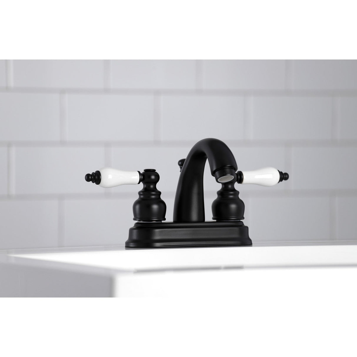 Restoration KB5610PL Two-Handle 3-Hole Deck Mount 4" Centerset Bathroom Faucet, Matte Black