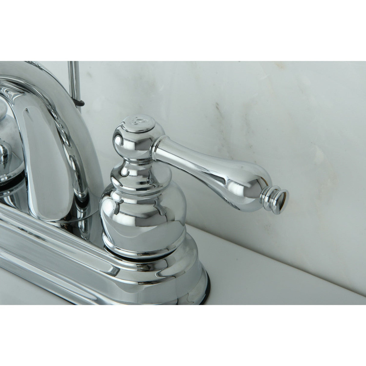 Restoration KB5611AL Two-Handle 3-Hole Deck Mount 4" Centerset Bathroom Faucet with Plastic Pop-Up, Polished Chrome