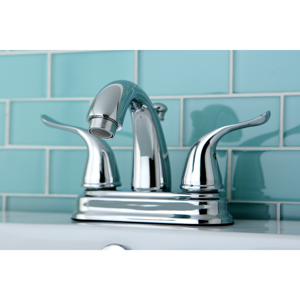 Yosemite KB5611YL Two-Handle 3-Hole Deck Mount 4" Centerset Bathroom Faucet with Plastic Pop-Up, Polished Chrome