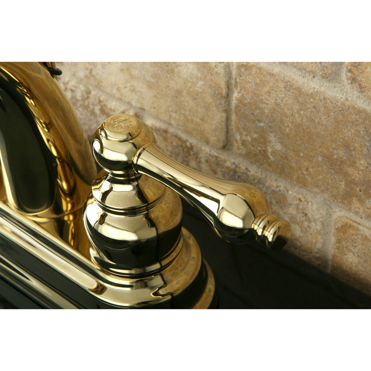 Restoration KB5612AL Two-Handle 3-Hole Deck Mount 4" Centerset Bathroom Faucet with Plastic Pop-Up, Polished Brass