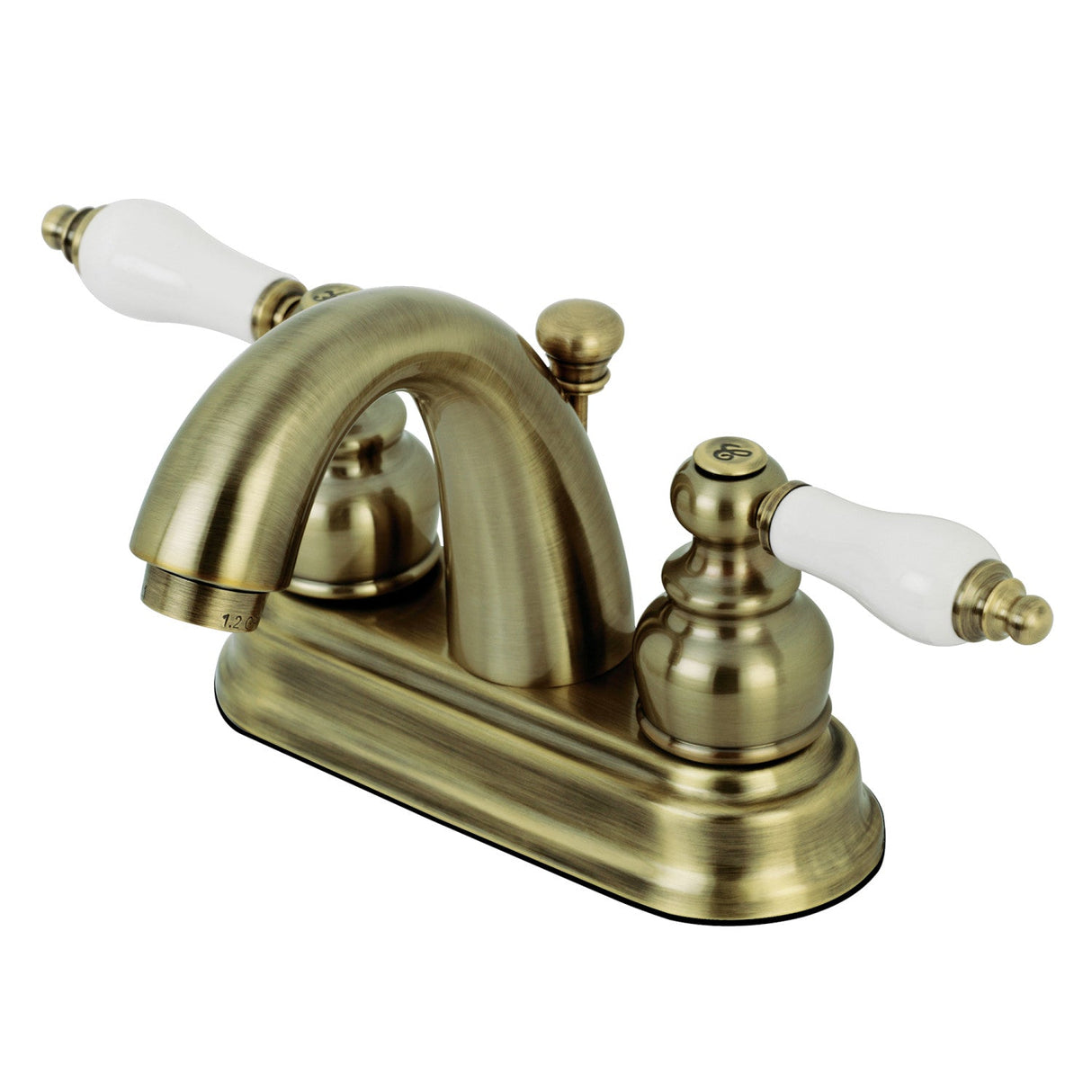 Restoration KB5613PL Two-Handle 3-Hole Deck Mount 4" Centerset Bathroom Faucet, Antique Brass