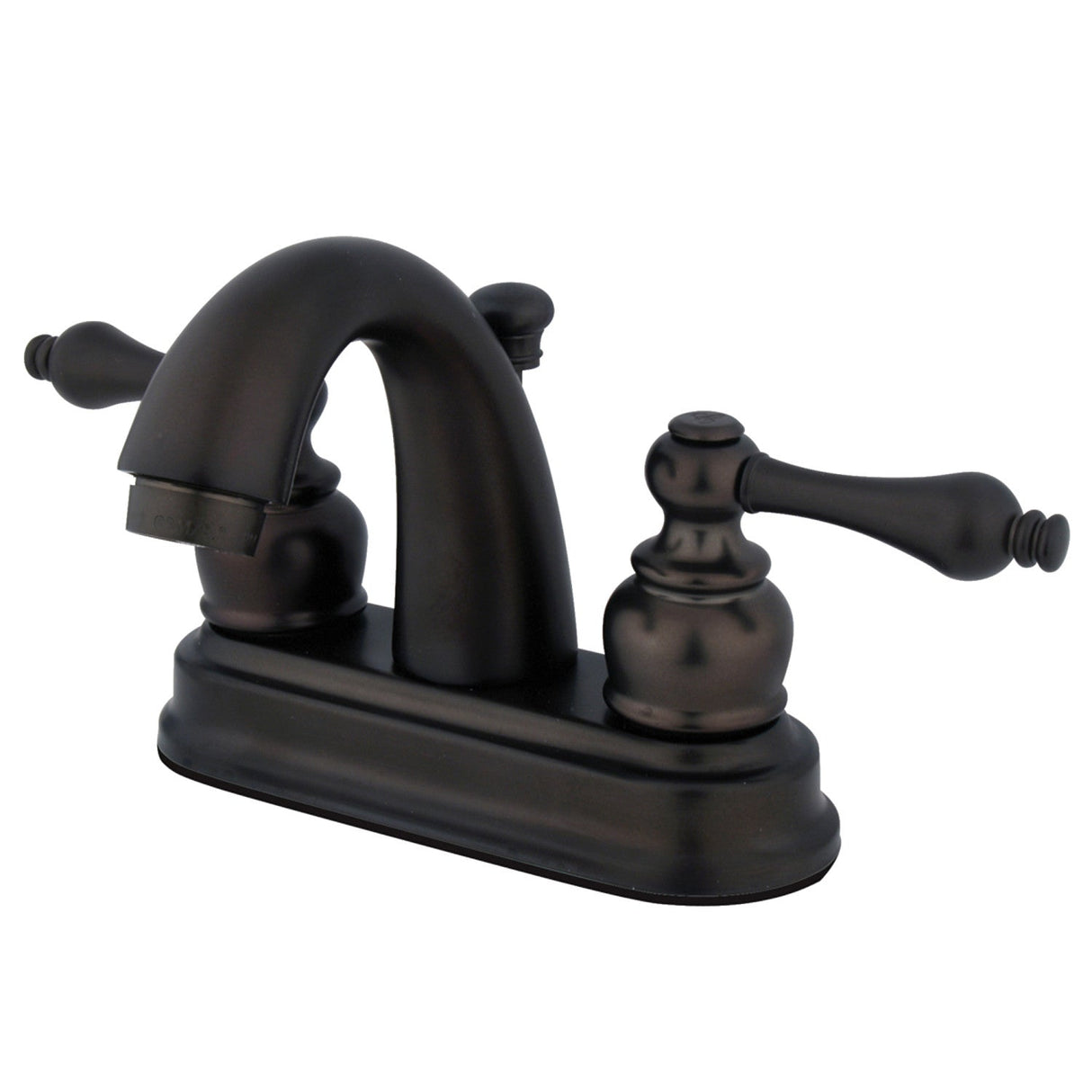 Restoration KB5615AL Two-Handle 3-Hole Deck Mount 4" Centerset Bathroom Faucet with Plastic Pop-Up, Oil Rubbed Bronze