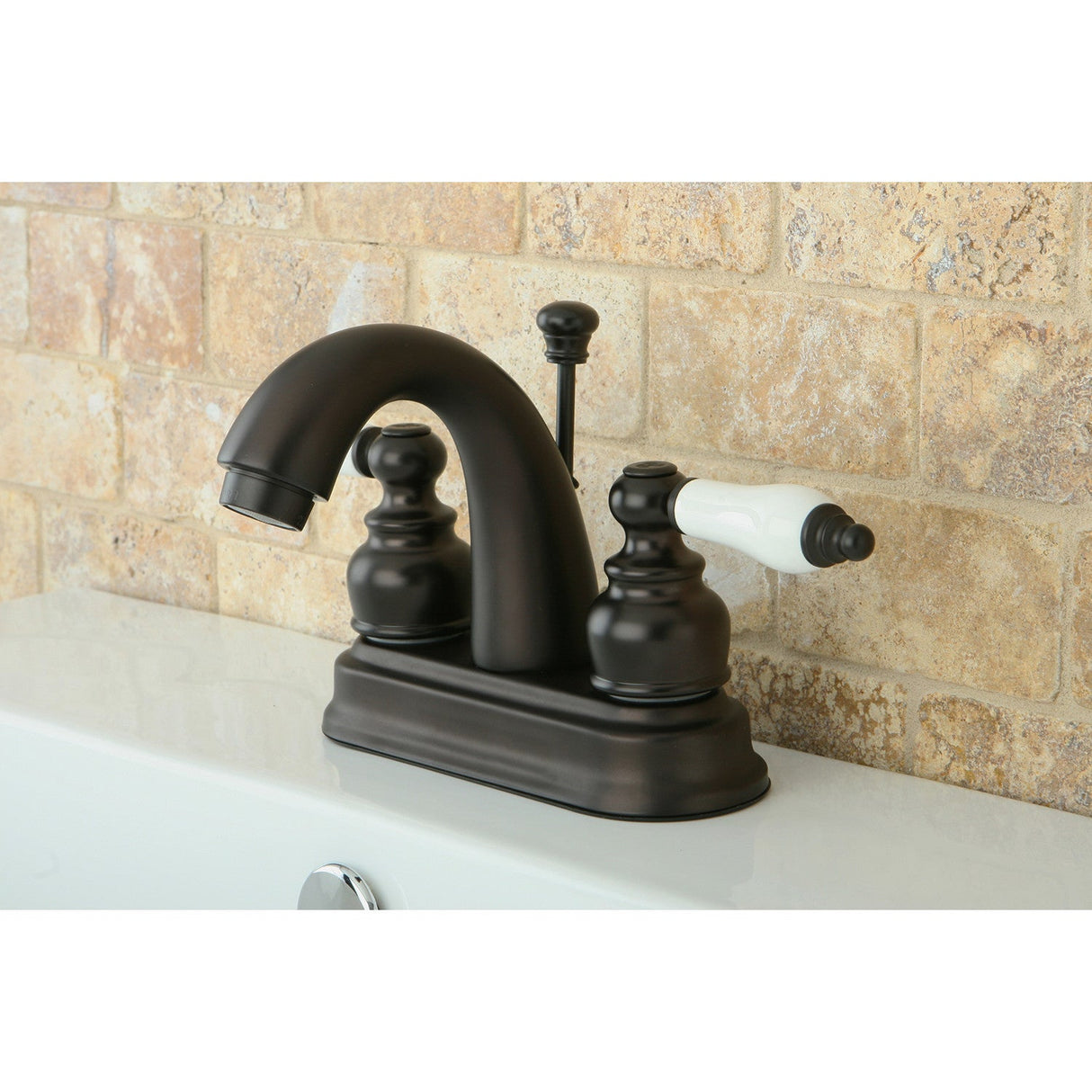 Restoration KB5615PL Two-Handle 3-Hole Deck Mount 4" Centerset Bathroom Faucet, Oil Rubbed Bronze