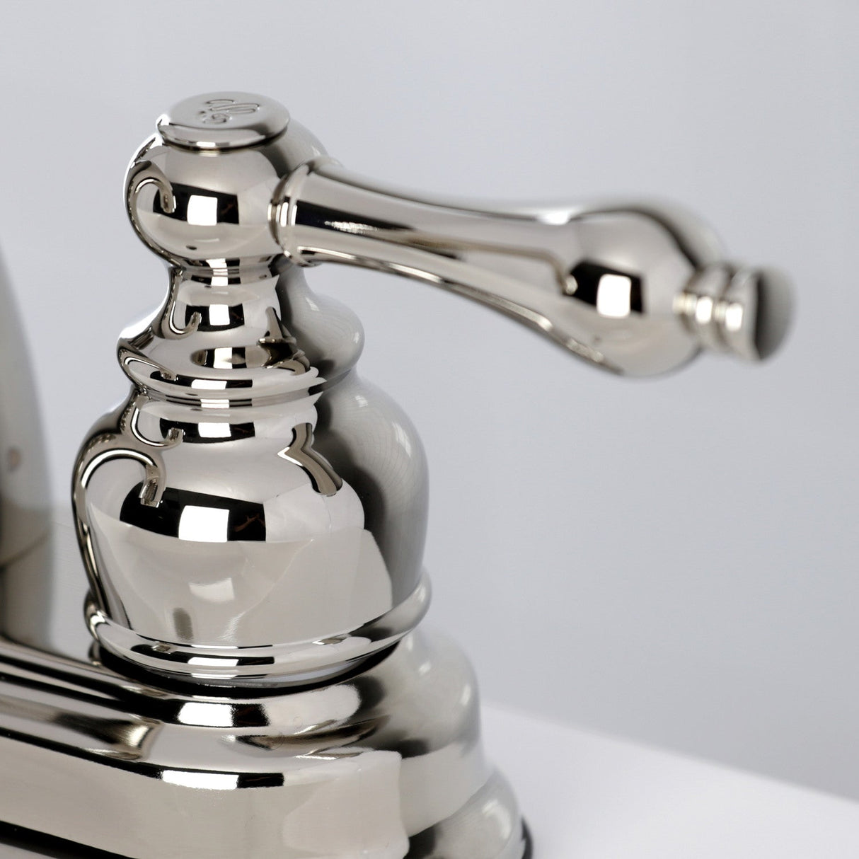 Restoration KB5616AL Two-Handle 3-Hole Deck Mount 4" Centerset Bathroom Faucet with Plastic Pop-Up, Polished Nickel