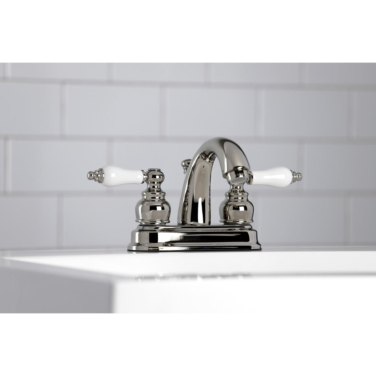 Restoration KB5616PL Two-Handle 3-Hole Deck Mount 4" Centerset Bathroom Faucet, Polished Nickel