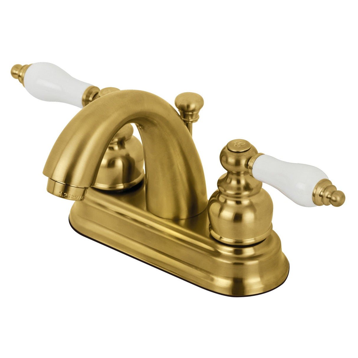 Restoration KB5617PL Two-Handle 3-Hole Deck Mount 4" Centerset Bathroom Faucet, Brushed Brass