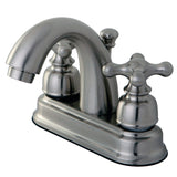 Restoration KB5618AX Two-Handle 3-Hole Deck Mount 4" Centerset Bathroom Faucet with Plastic Pop-Up, Brushed Nickel