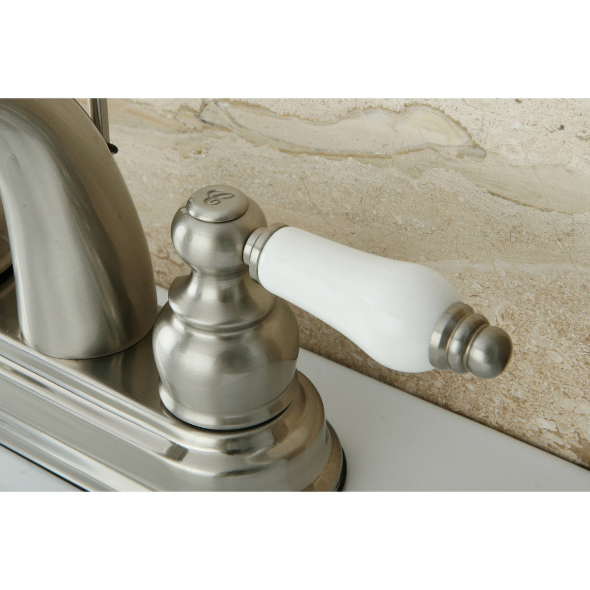Restoration KB5618PL Two-Handle 3-Hole Deck Mount 4" Centerset Bathroom Faucet, Brushed Nickel