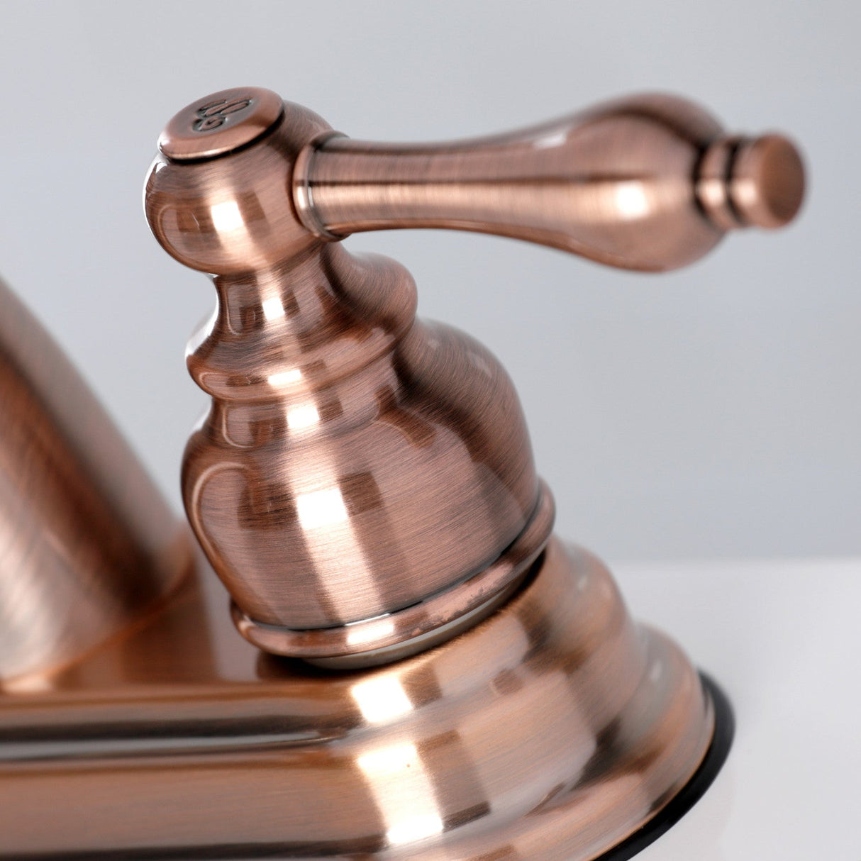 Restoration KB561ALAC Two-Handle 3-Hole Deck Mount 4" Centerset Bathroom Faucet with Plastic Pop-Up, Antique Copper