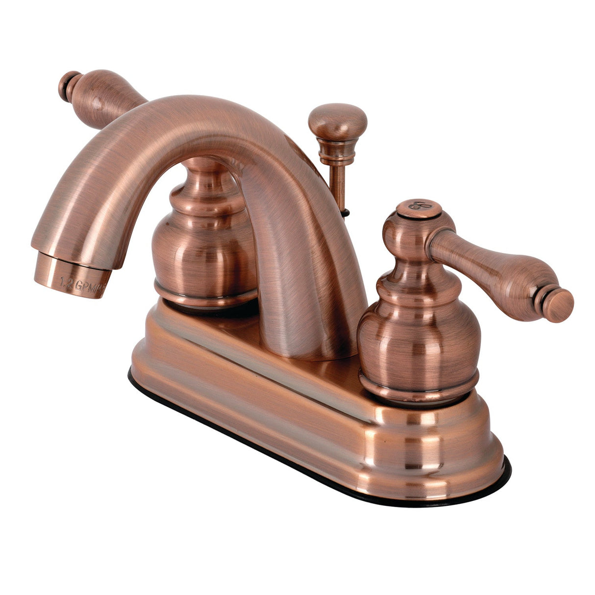 Restoration KB561ALAC Two-Handle 3-Hole Deck Mount 4" Centerset Bathroom Faucet with Plastic Pop-Up, Antique Copper