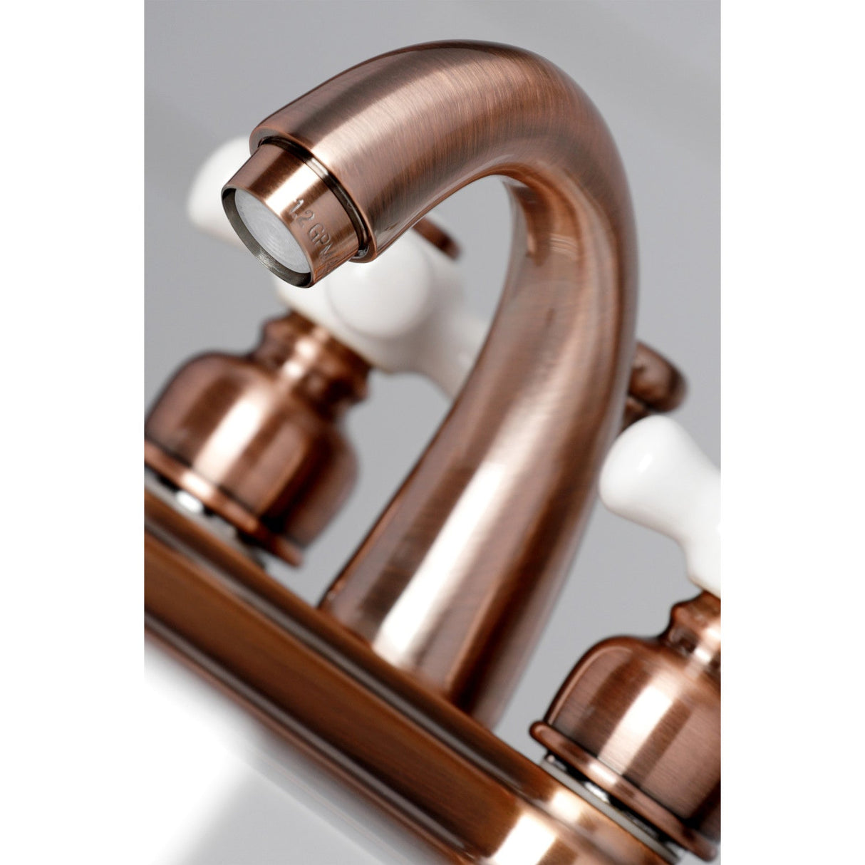 Restoration KB561PXAC Two-Handle 3-Hole Deck Mount 4" Centerset Bathroom Faucet with Plastic Pop-Up, Antique Copper