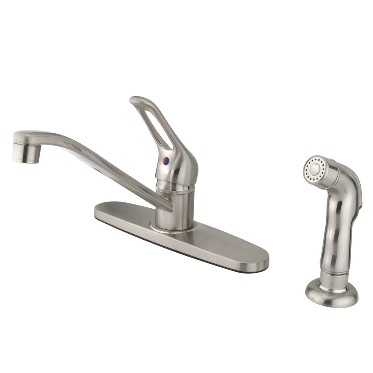 Wyndham KB562SNSP Single-Handle 2-or-4 Hole Deck Mount 8" Centerset Kitchen Faucet with Side Sprayer, Brushed Nickel