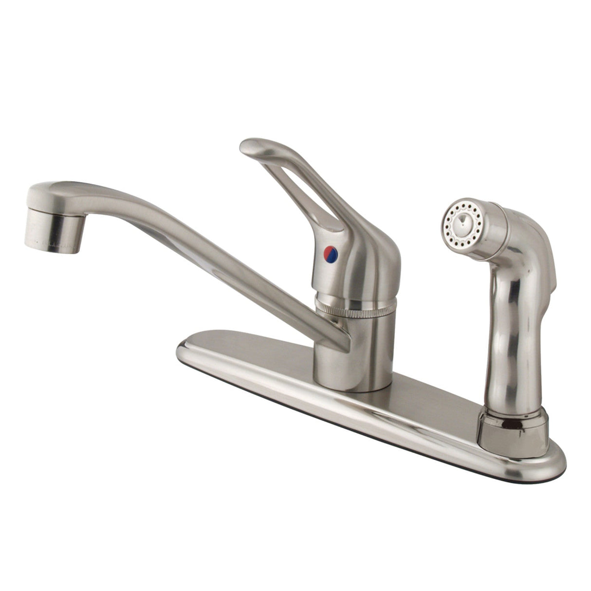 Wyndham KB563SNSP Single-Handle 1-or-3 Hole Deck Mount 8" Centerset Kitchen Faucet with Side Sprayer, Brushed Nickel